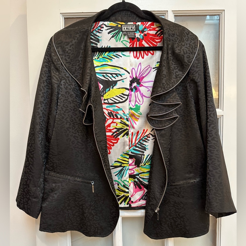 The Collective Works of Berek Art To Wear Zipper Leopard Jacket Plus Size 2X